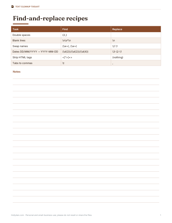 Preview of Text Replacer Recipe Book